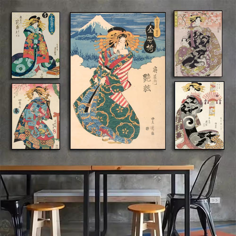 Interior Design Poster - Retro Japanse geisha-poster Minimalistische, eenvoudig aan