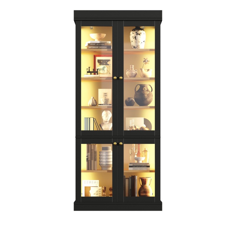 Interior Design Lighting Layout - Moderne vrijstaande glazen vitrinekast met geïntegreerde