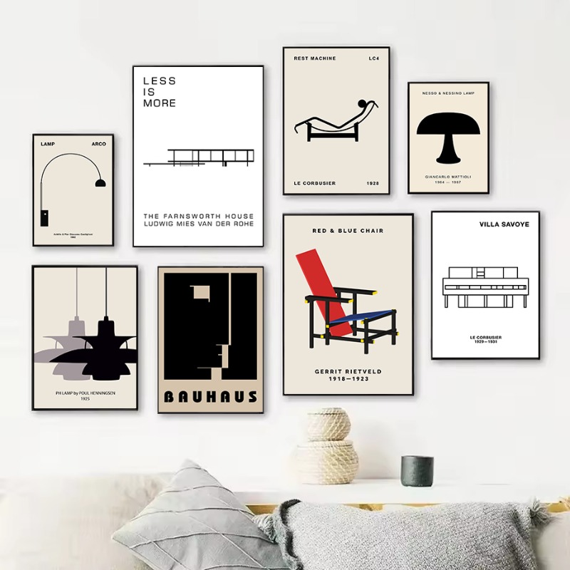 Interior Design Poster - Klassieke Farnsworth House Bauhaus Design abstracte