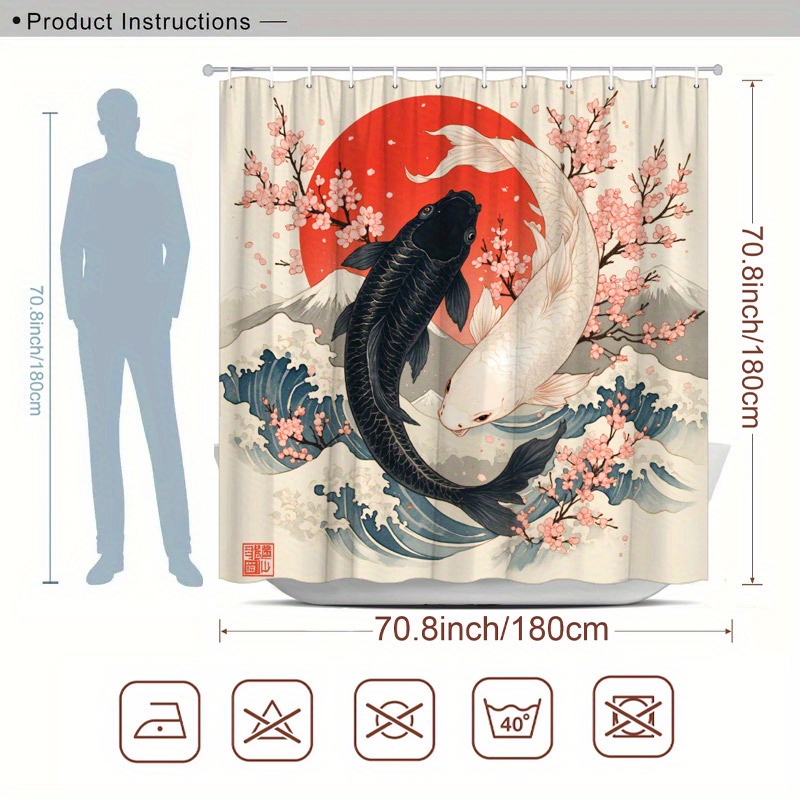 Koi Fish Douchegordijn Polyest - Interior Design Japanese recensie en prijs
